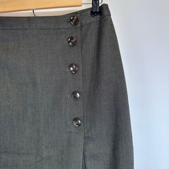 Banana Republic Hunter Green Pleated Button Pencil Skirt Womens Size 10 Office - Picture 9 of 15